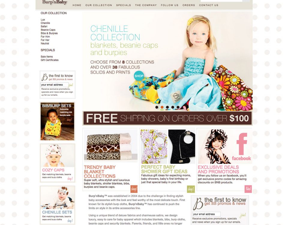 Burp n Baby website by ModSpot